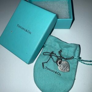 Tiffany & Co. Silver Engraved Heart Necklace